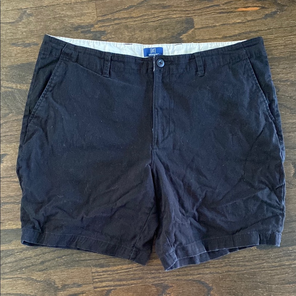 George men’s black flat front brushed‎ cotton chino shorts